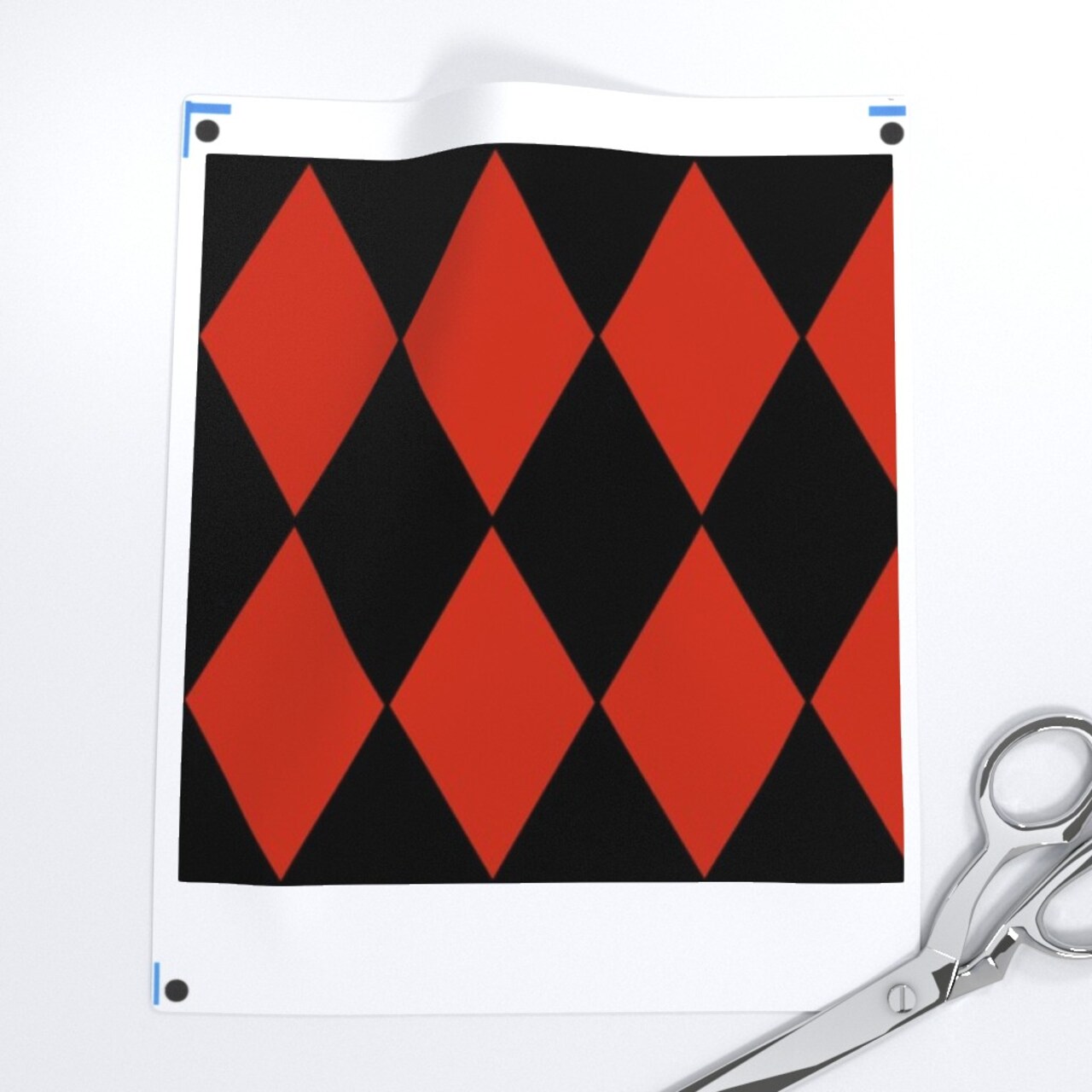 Diamonds Black Red Geometric Jester Custom Printed Fabric by Spoonflower Various Fabrics by the Yard or Fat Quarter